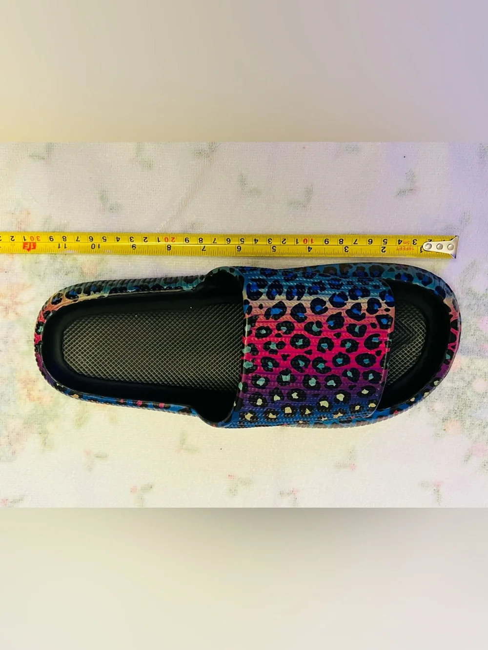 Ladies Black Rainbow Leopard Print Sandals